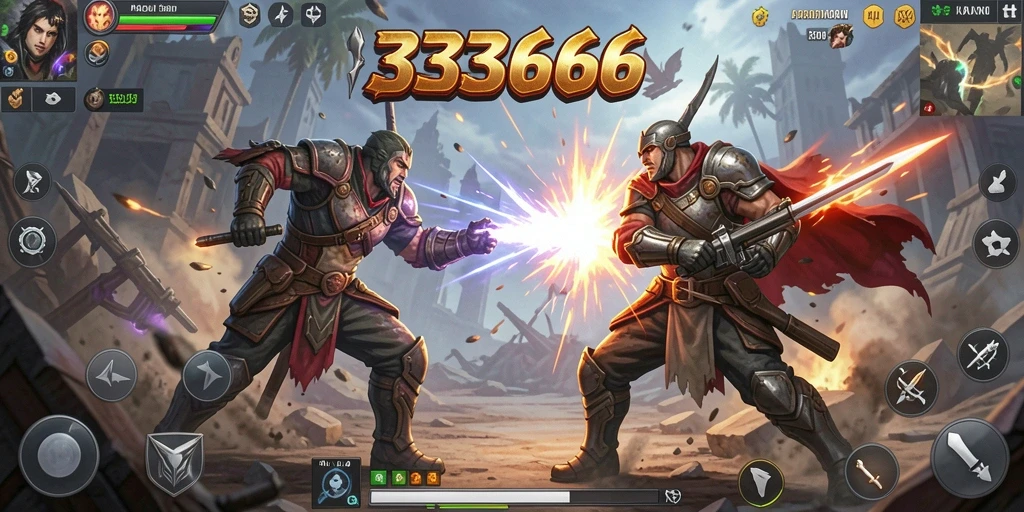 Tampilan gameplay seru dengan aksi pertarungan mendebarkan.