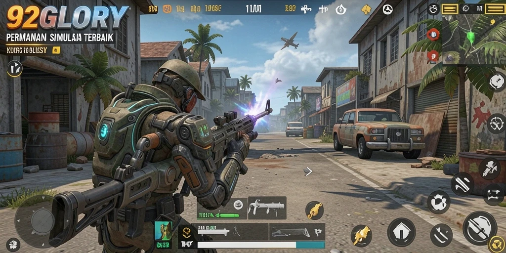 Tampilan gameplay menakjubkan dari 92GLORY yang menawarkan kebebasan berkreasi.