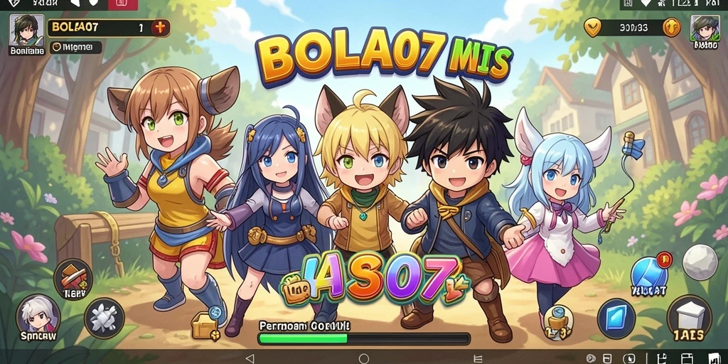 Screenshot BOLA07 yang menunjukkan gameplay seru dengan karakter Anime.