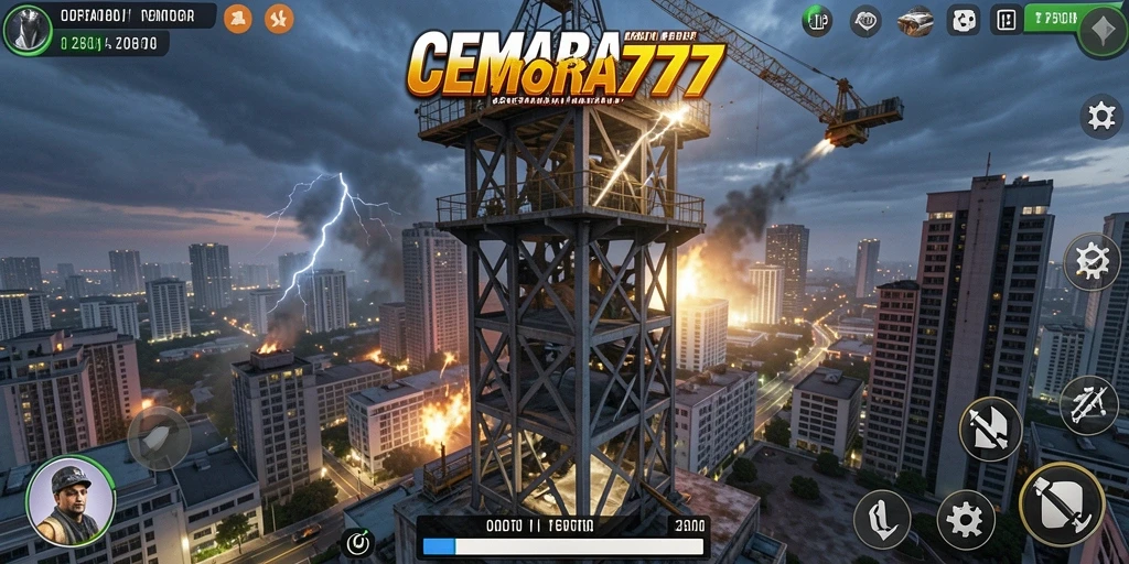 Tangkapan layar dari gameplay CEMARA777 menunjukkan strategi Tower Defense yang menegangkan.