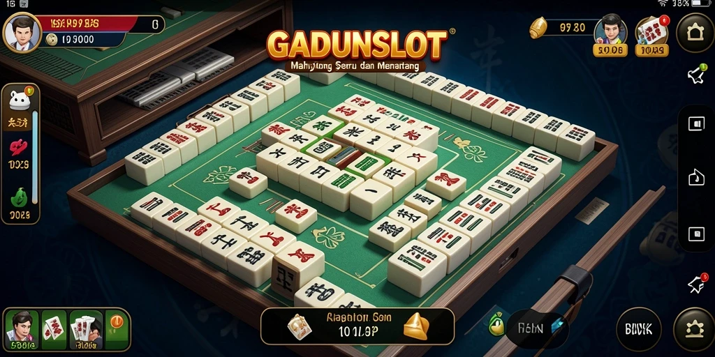 Tampilan gameplay GADUNSLOT yang menantang dengan ubin Mahjong.
