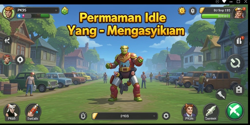 Screenshot gameplay PK95 yang menunjukkan sistem Idle yang menarik.