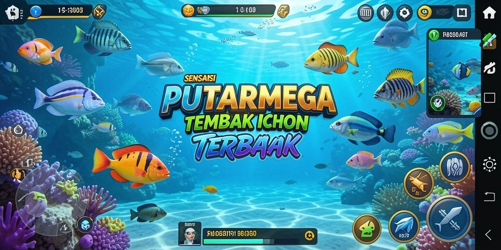 Tampilan seru gameplay PUTARMEGA saat menembak ikan.