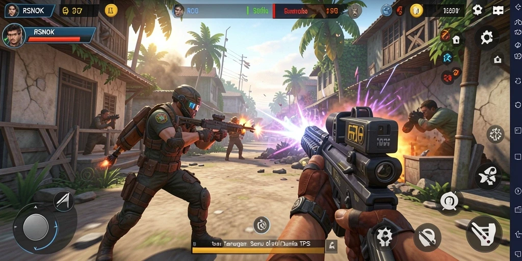 Screenshot gameplay <strong>RSNOK</strong> yang menampilkan aksi seru dalam pertempuran TPS.