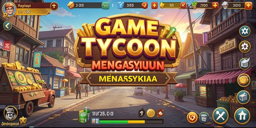 Tampilan gameplay V21 dalam suasana bisnis yang dinamis.