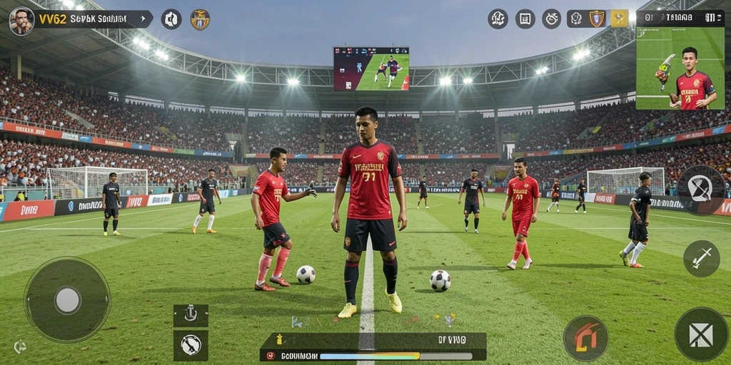 Tampilan menarik dari gameplay sepak bola di VV62.