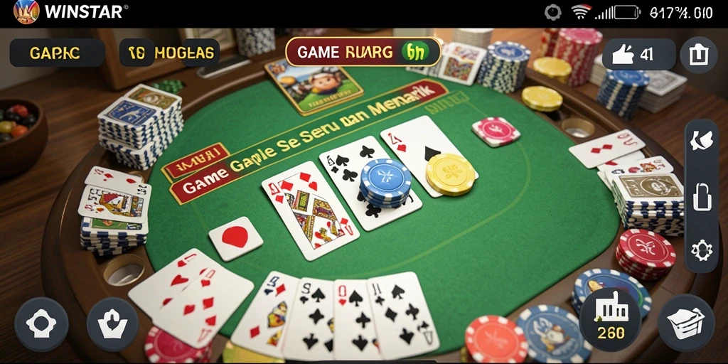 Gambaran gameplay seru di WINSTAR dengan kartu Gaple.